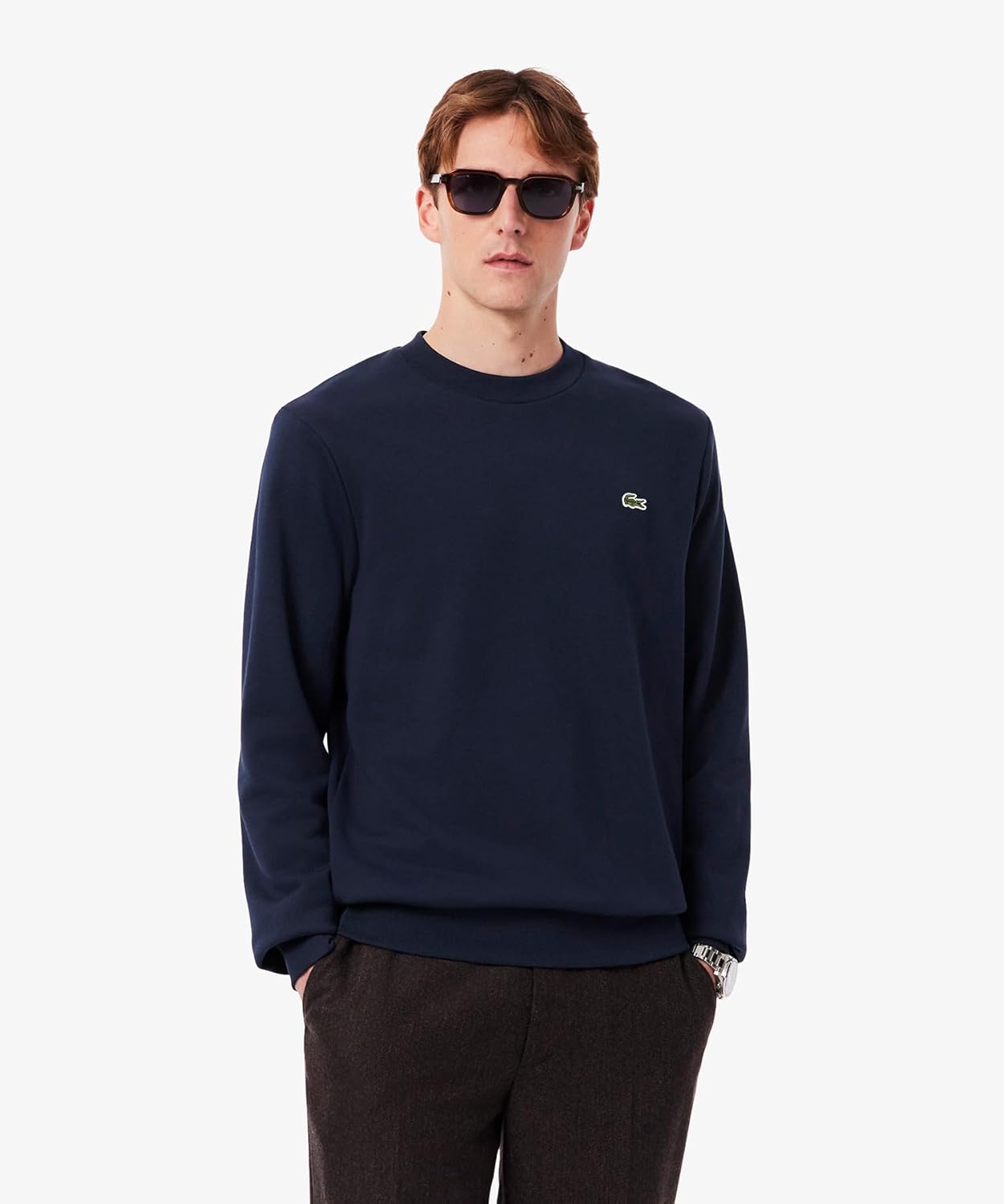 Мужская официальная толстовка Lacoste Essential с круглым вырезом, темно-синий — фото 2