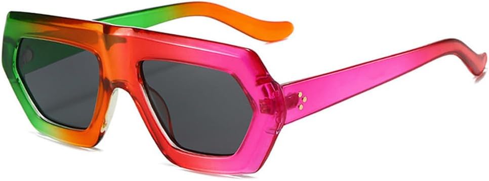 

Женские солнцезащитные очки неправильной квадратной формы с градиентным переходом цвета, защита от УФ-излучения UV400, мужские очки в ретро-стиле с прозрачными линзами WNCKSQ, Colorful Gray