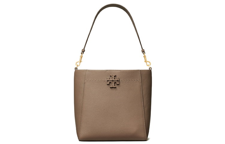 

TORY BURCH Сумка-ведро McGraw Leather, сумка через плечо, большого размера, женская, серо-коричневого цвета