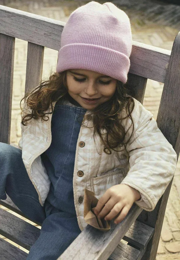 Стеганая куртка в клетку Lil' Atelier, кокосовое молоко
