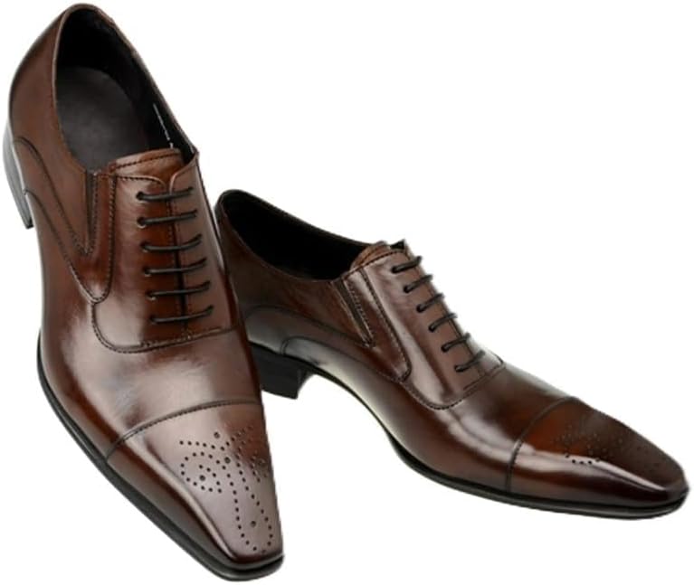 

Мужские свадебные туфли Оксфорды с острым носком и шнуровкой Waolsu, коричневый