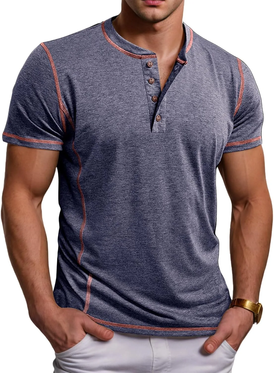 

Мужская футболка-поло Henley с коротким рукавом и V-образным вырезом YSERB