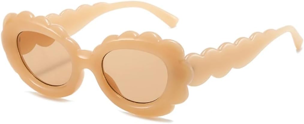 

Солнцезащитные очки для мужчин и женщин - защита UV400 - овальная маленькая оправа, цветные линзы Jelly, для занятий спортом на открытом воздухе и вождения DSVIGF, Jelly Tea Champagne