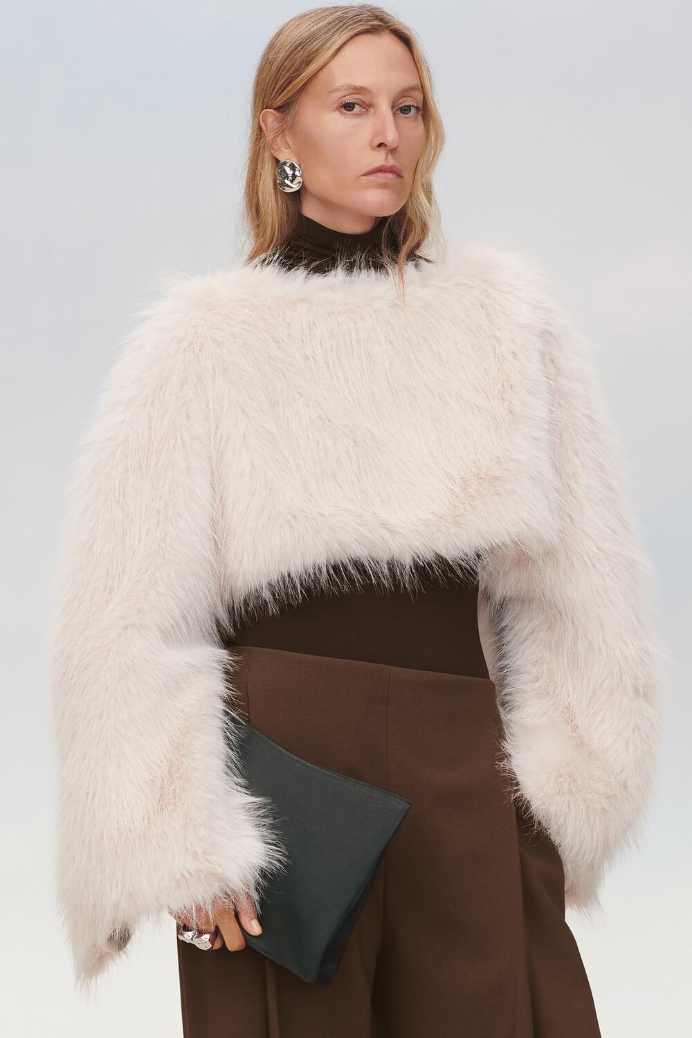 

Кожаная сумка-клатч ZARA, зеленый