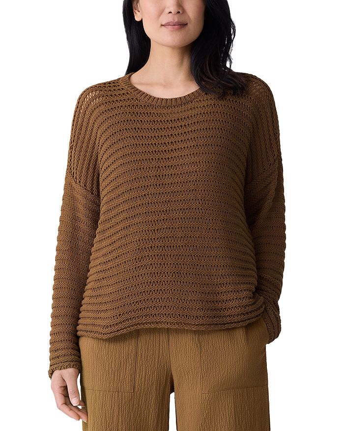 

Свитер с круглым вырезом из кордной пряжи Eileen Fisher, золотой