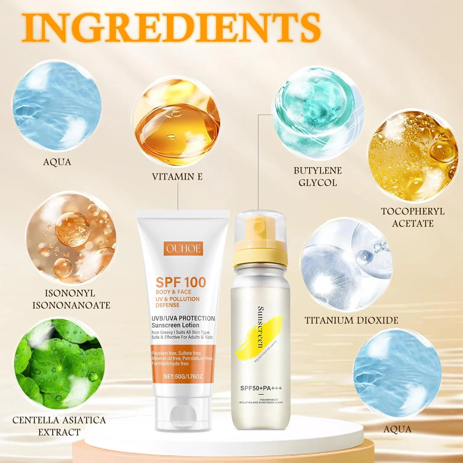 Набор из 2 солнцезащитных средств SPF 100 и SPF 50 Taimeimao — фото 3