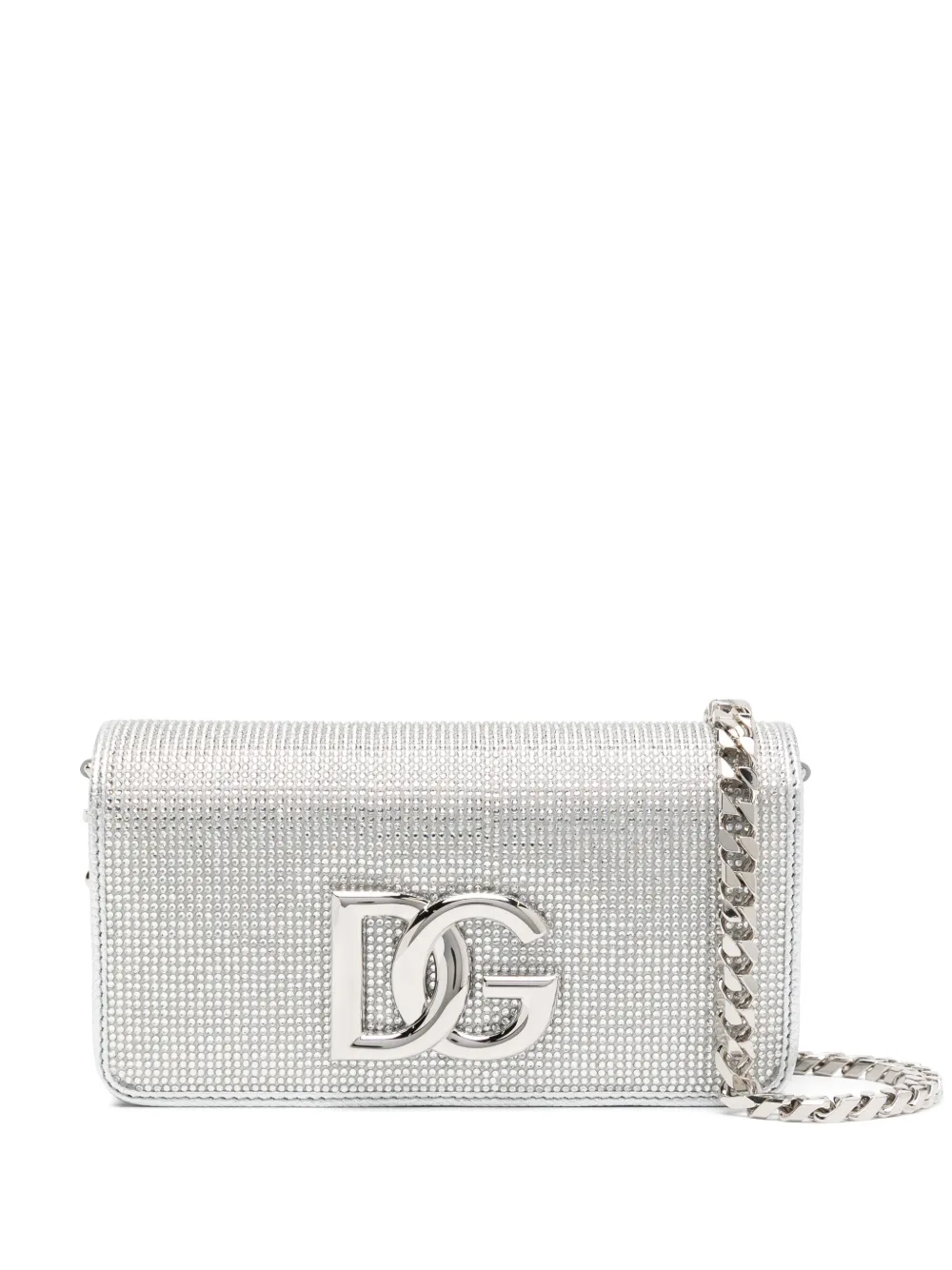 

Клатч с кристаллами и логотипом DOLCE & GABBANA, серебяный
