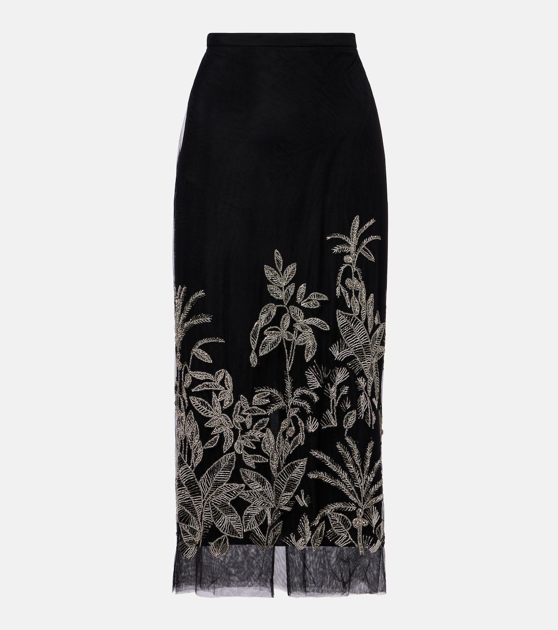 

Лейла миди-юбка из тюля с бисером Costarellos, Black-Silver embro