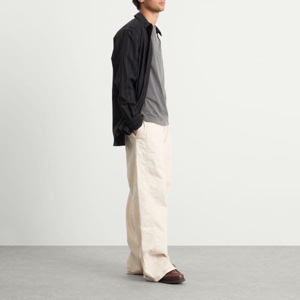 Брюки свободного кроя из хлопкового твила Off-White Ami Paris, экрю — фото 4