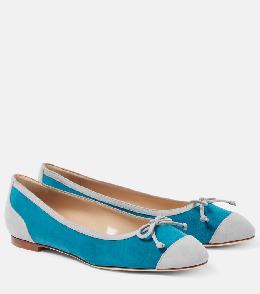 Балетки Capbal из замши Manolo Blahnik, 0515 Lgry/4018 Dblu