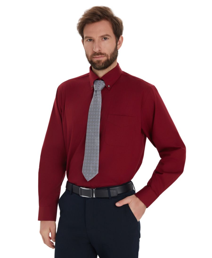 

Мужская однотонная рубашка с пуговицами и декоративными пуговицами Club Room, Red