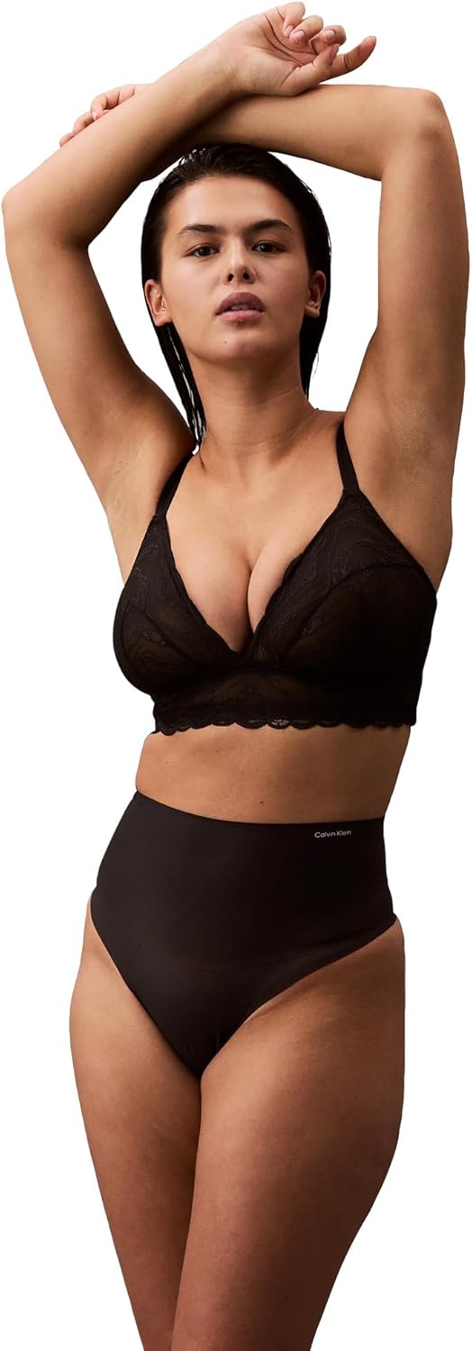 

Утягивающие трусики-стринги Calvin Klein Women's Shapewear Second Skin с высокой талией, Black