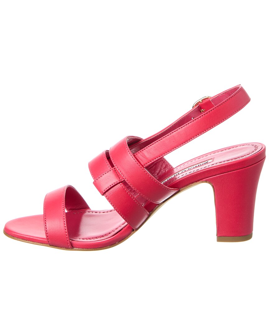 Манос Бланик Мемархи 70 Кожаные сандалии Manolo Blahnik, красный — фото 2