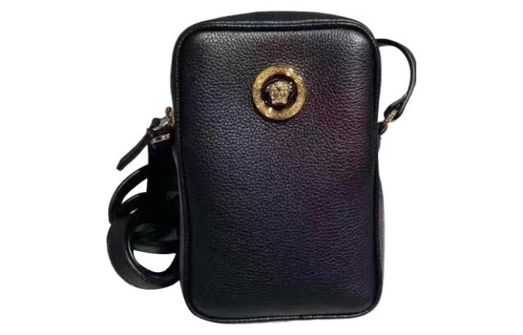 

VERSACE Мужская кожаная сумка через плечо, черная
