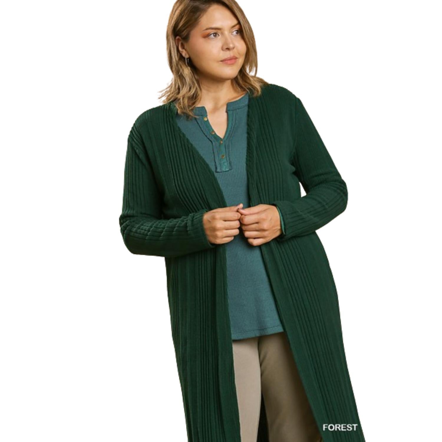 

Длинный кардиган с открытым передом FASHNZFAB, цвет forest