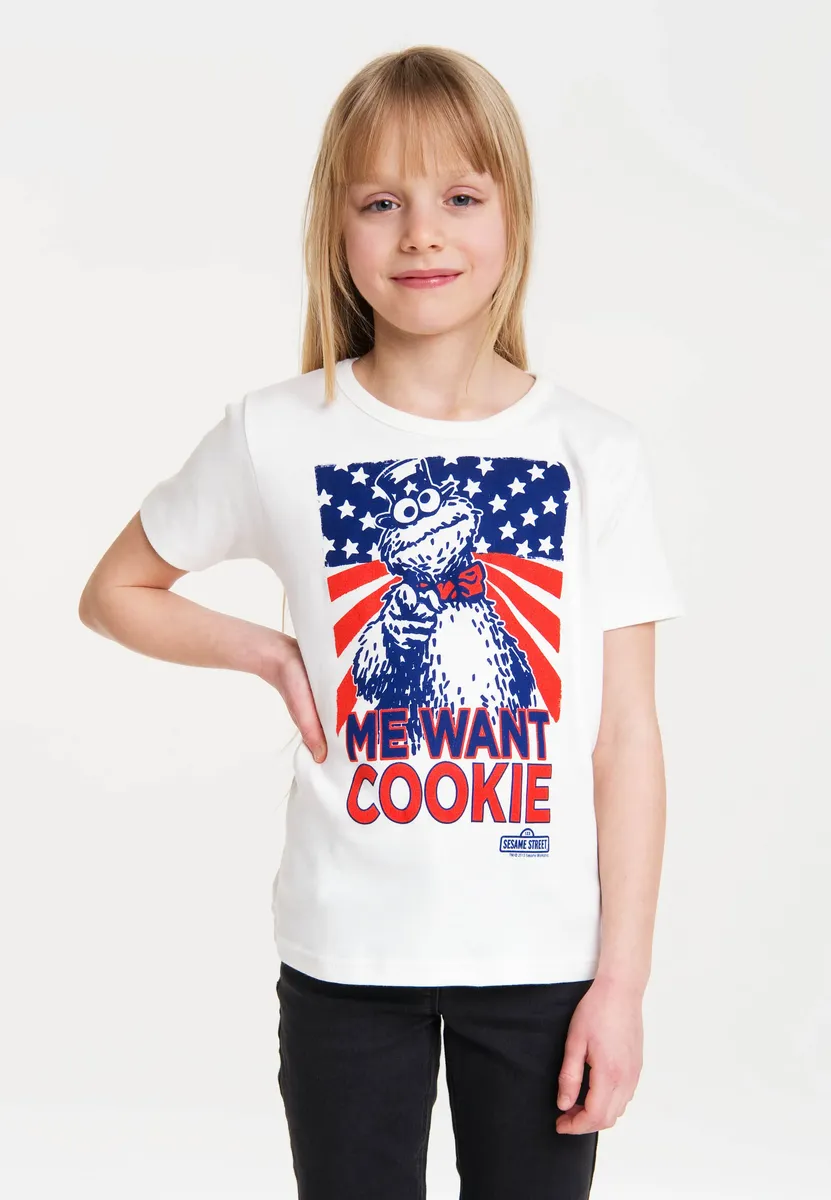Футболка Logoshirt "Cookie Monster - Me Want Cookie" с крутым принтом Cookie Monster спереди, белый — фото 3