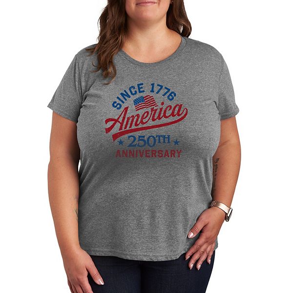 

Футболка с принтом Plus size America 250th anniversary Licensed Character, Heather Gray
