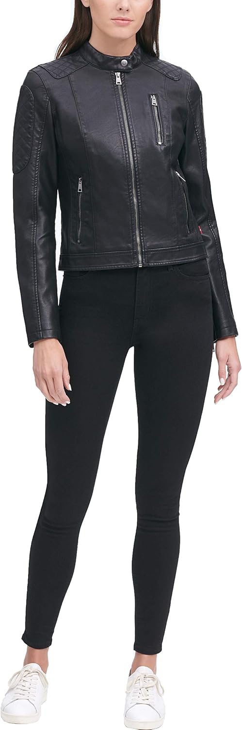 Женская куртка Levi's из искусственной кожи, черный — фото 4