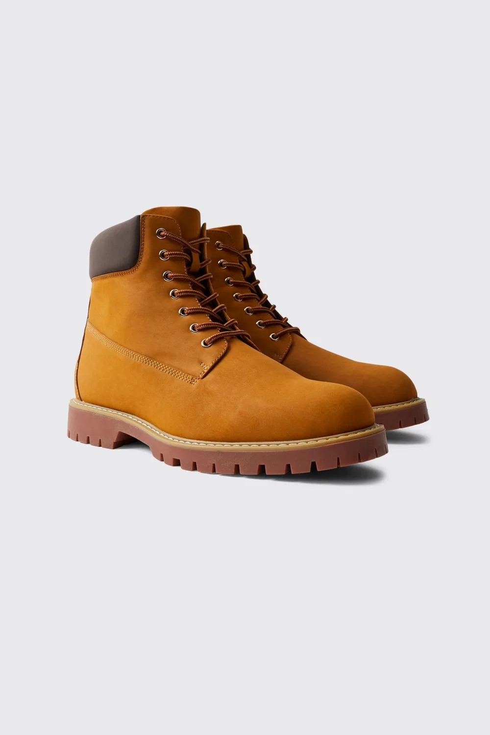 Ботинки Worker из полиуретана Boohooman, бежевый