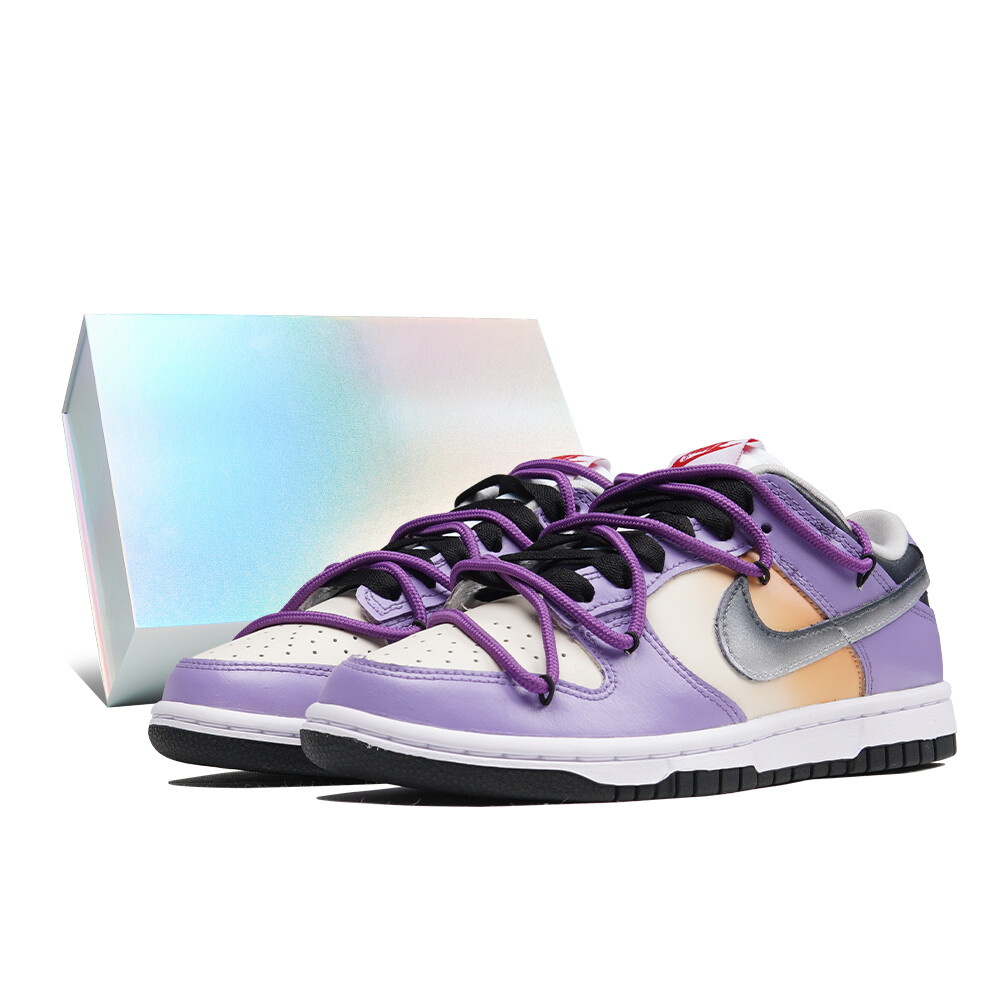 

Кроссовки Nike Dunk Skateboard Shoes Women's Low-Top Purple-white-gray-orange