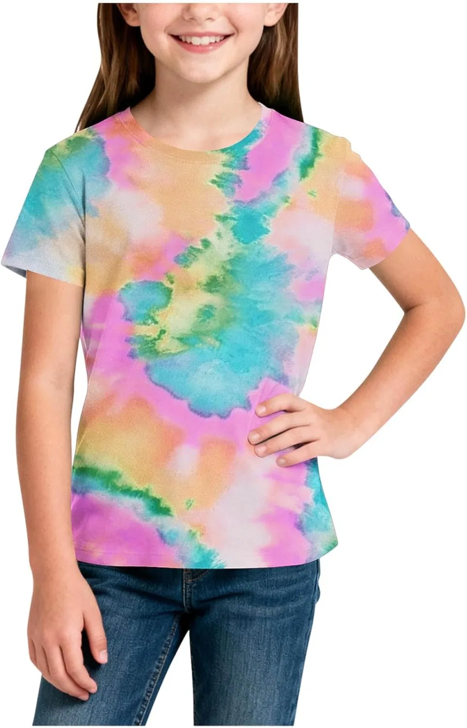 Футболка с принтом Tie Dye, Zzalalana, 3-14 лет, Pink — фото 2