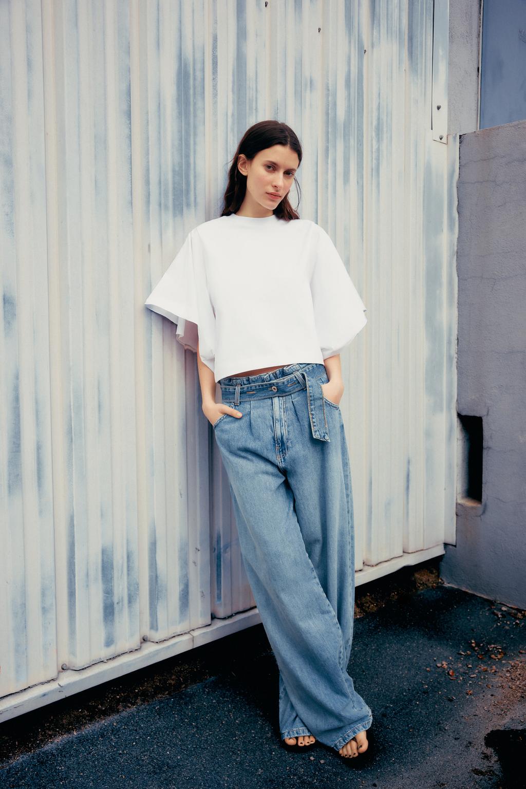 

Футболка с рукавом "летучая мышь" ZARA, белый