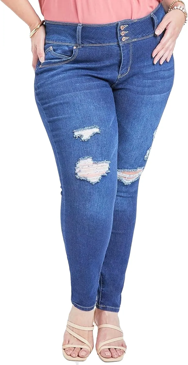 

Royalty for Me Women Plus Size Wannabettabutt джинсы на 3 пуговицах из лайкры с переработанными волокнами