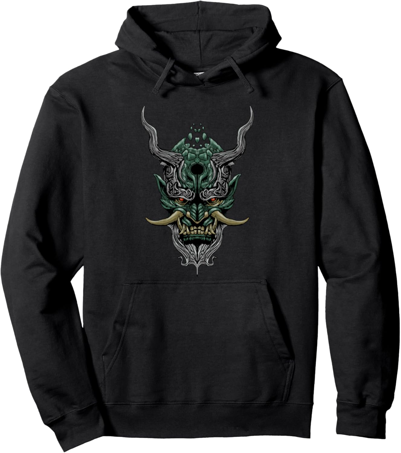 

Худи с изображением японского демона Они (Oni Devil Japanese Demon Hoodie) Japanese Street Style Japanese Art, черный
