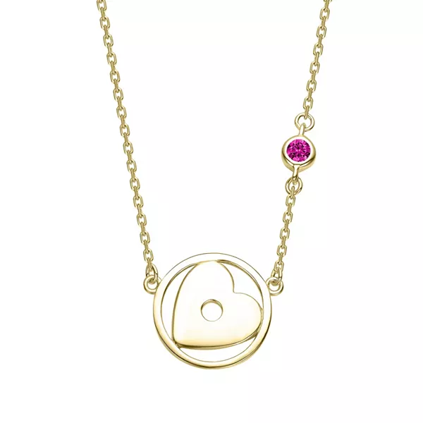 

Детское ожерелье с подвеской в форме сердца, покрытое 14-каратным золотом и украшенное цветными кубическими цирконами Gigigirl, red