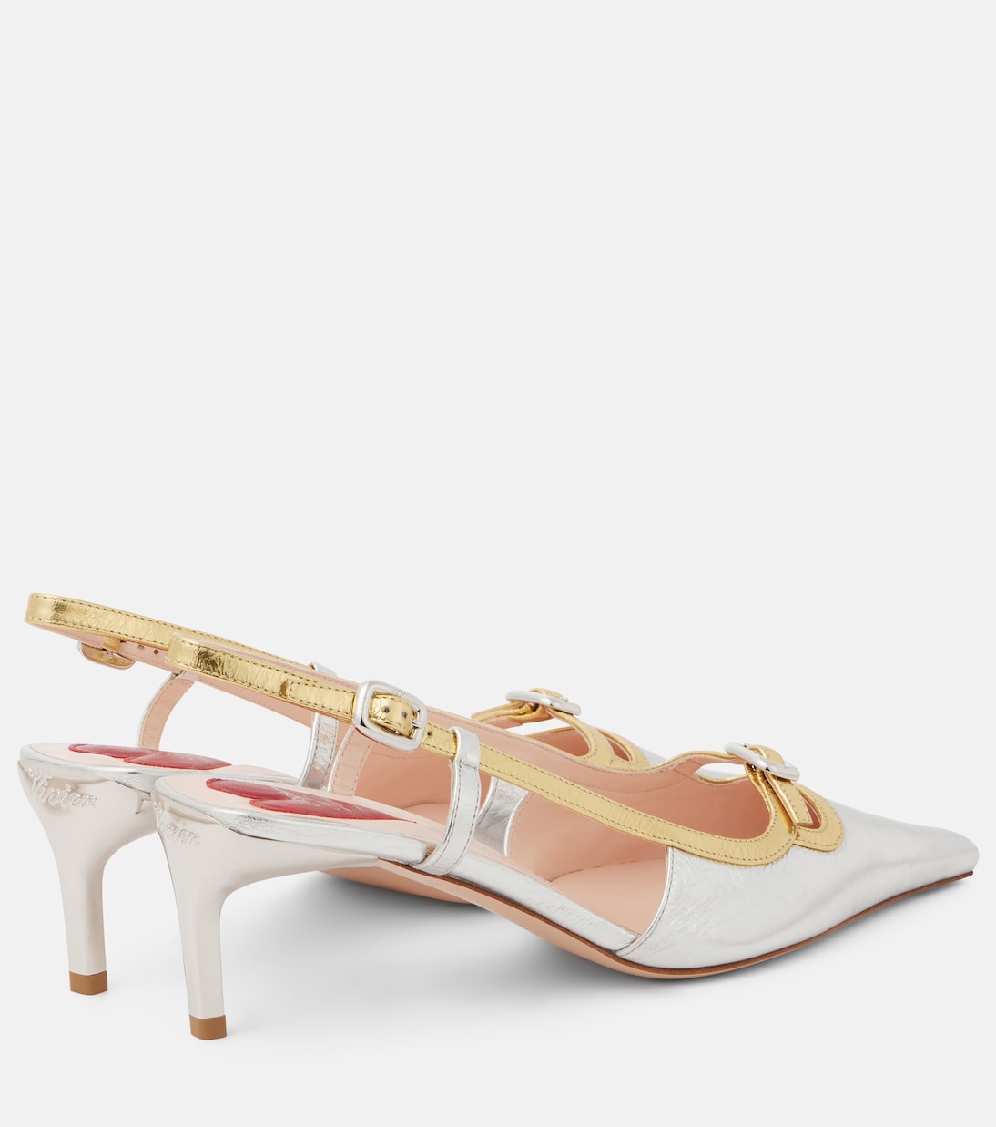 Туфли-лодочки Viv' Canard 55 из металлизированной кожи Roger Vivier, Argento — фото 2