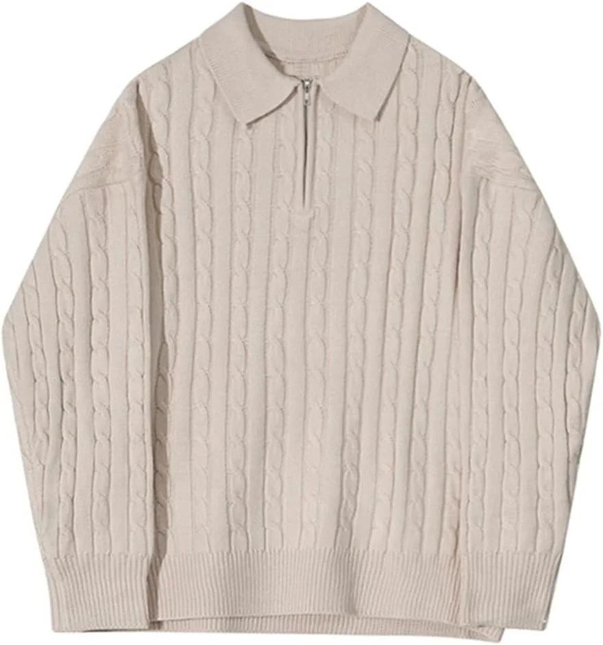 

Мужской свитер с четвертью молнии и косой вязкой XYGJZ