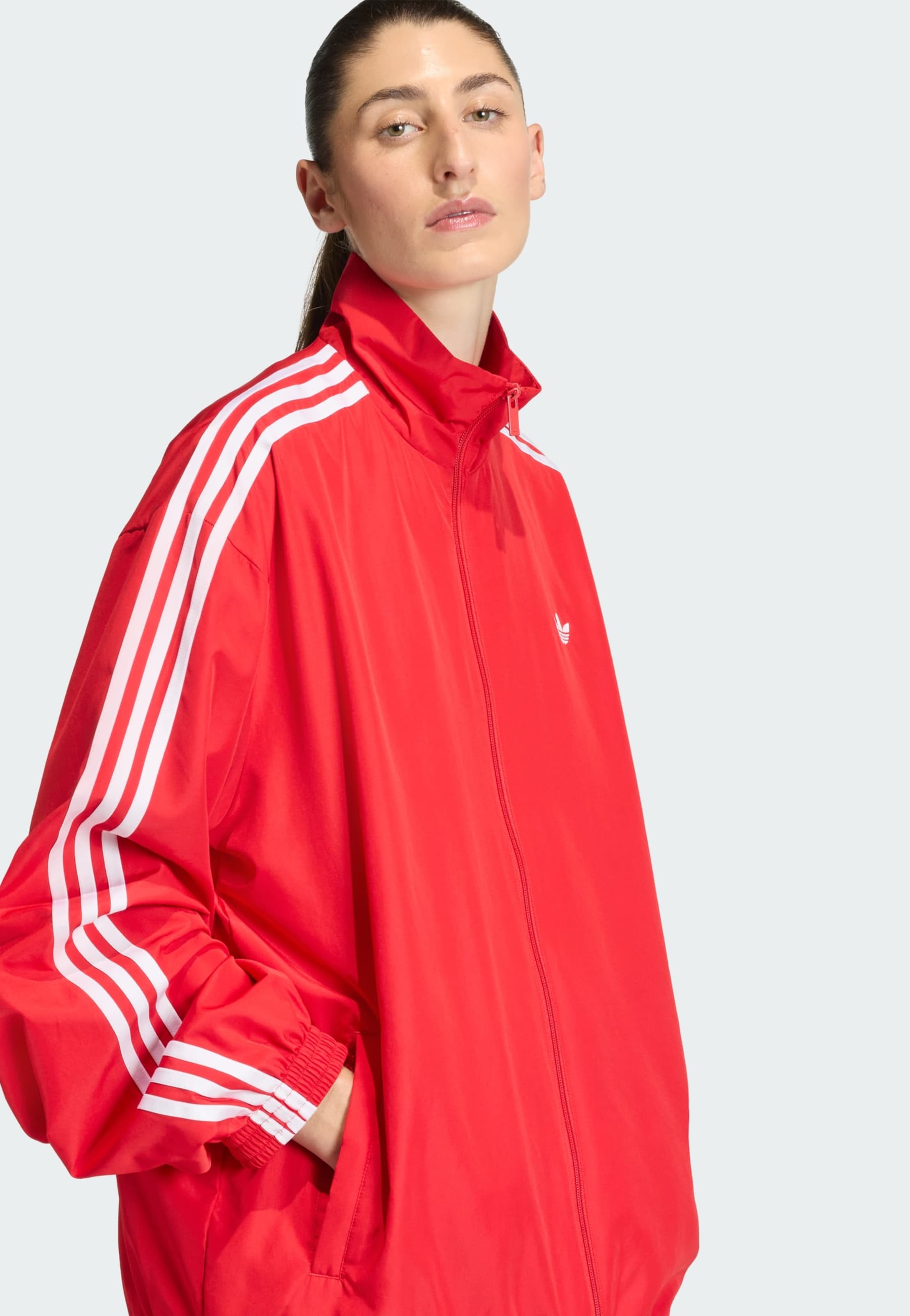 Adidas Originals Куртка межсезонная 'Firebird Adilenium' в красном цвете — фото 4