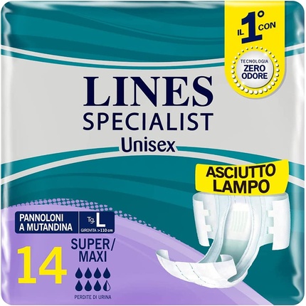 

Подгузники Lines Specialist для лечения недержания, размер L 12+2