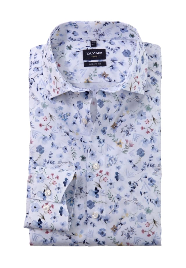 

Повседневная рубашка современный крой длинный рукав воротник Кент Olymp, белый