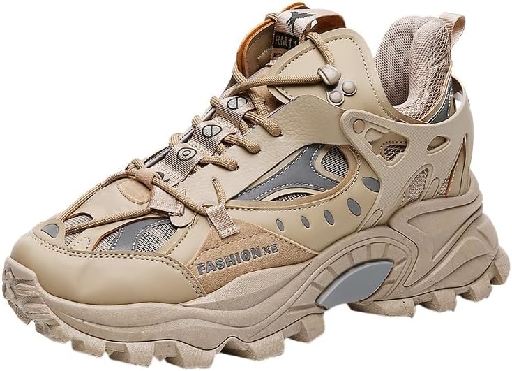 

Мужские ультраширокие массивные кроссовки - повседневные спортивные туфли с высокой подошвой для увеличения роста, поддержкой свода стопы и легким дизайном Clolinde, хаки