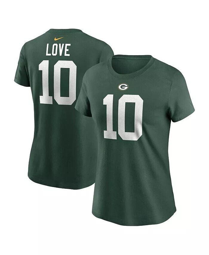 

Женская футболка Jordan Love Green Green Bay Packers с именем и номером игрока Nike, зеленый