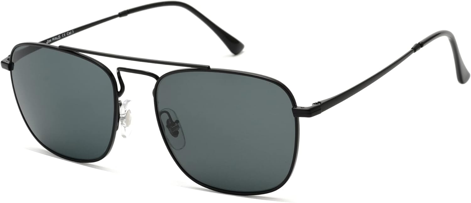 

Солнцезащитные очки JIM HALO Retro Square Aviator с линзами из высококачественного стекла и плоскими металлическими линзами, для мужчин и женщин, Black Frame / Grey Lens