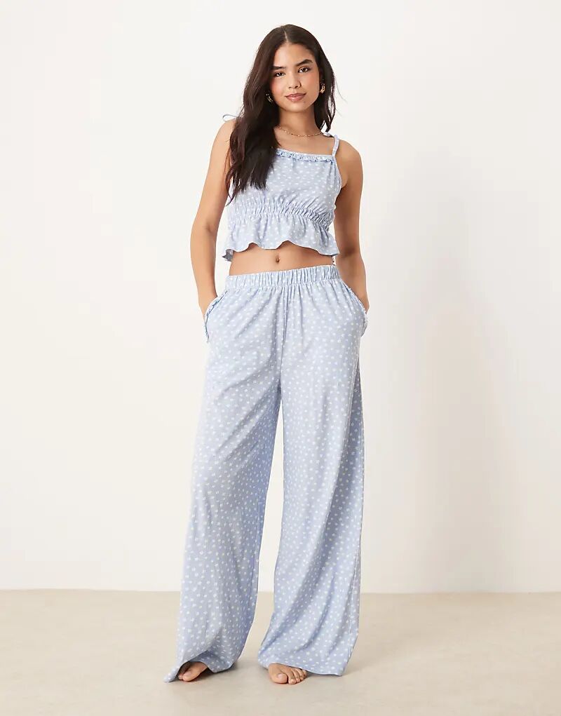 

Пижамные брюки ASOS DESIGN Mix & Match с принтом синих ромашек