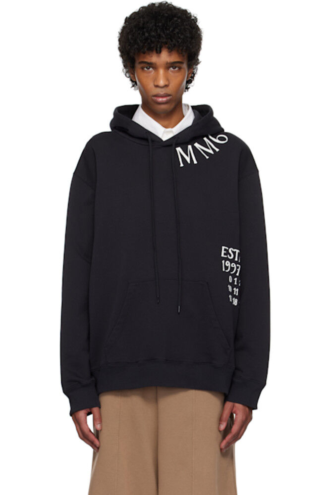 

Черная толстовка с капюшоном с принтом MM6 Maison Margiela