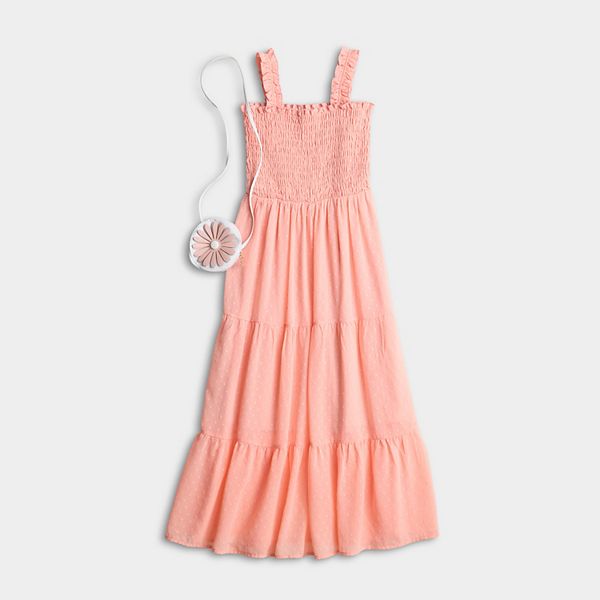 

Детское платье макси из шифона с сумочкой Speechless, Coral