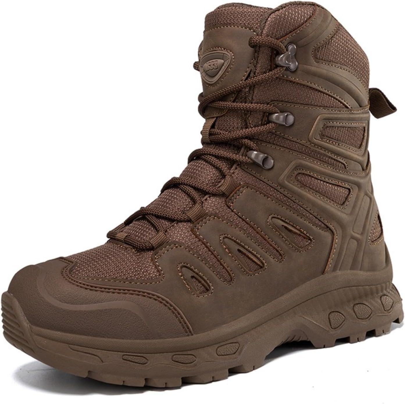 

Мужские тактические военные ботинки QKLMWES из прочной кожи с дышащей сеткой, шнуровкой, высокие до щиколотки, с дышащей стелькой, нескользящей резиновой подошвой, для активного отдыха, зимнего похода и тренировок на снегу, коричневый