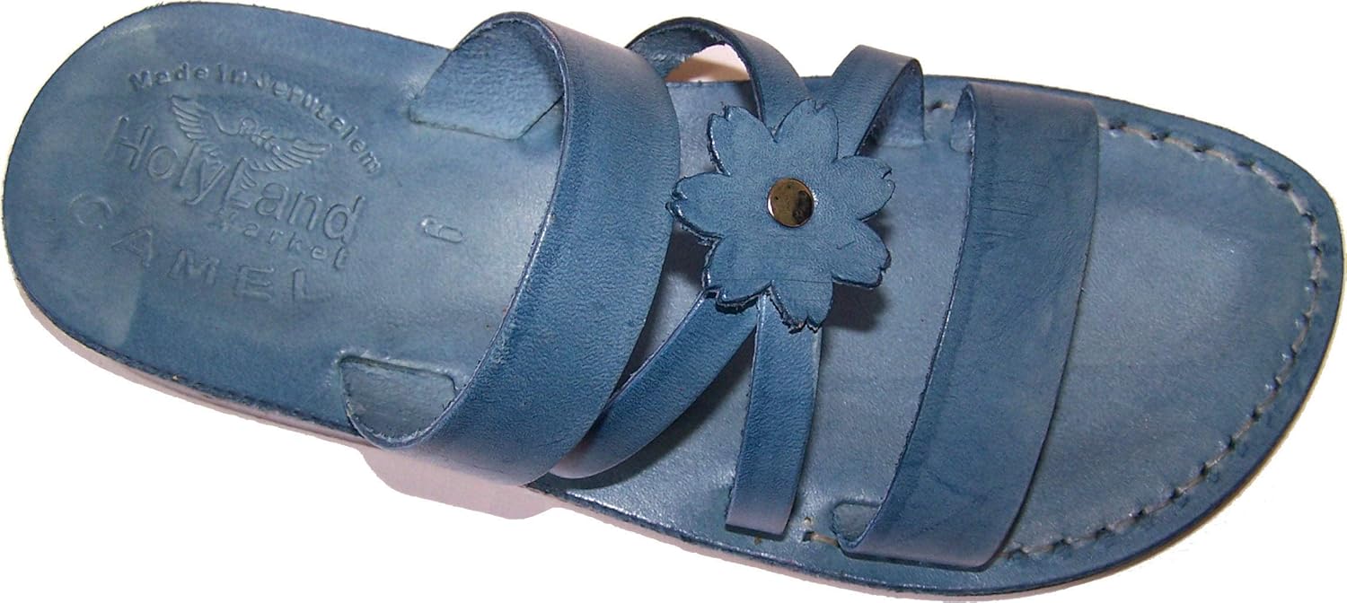 

Шлепанцы унисекс Holy Land Market с библейским рисунком (Иисус - Яшуа), модель Galilee Style II - цветные, синий