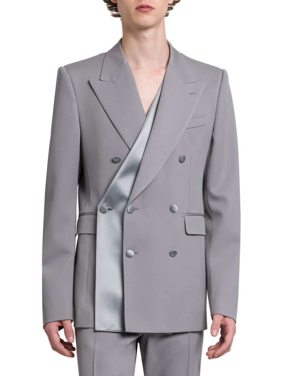 

Двубортный пиджак из смесовой шерсти Dolce&Gabbana, серый