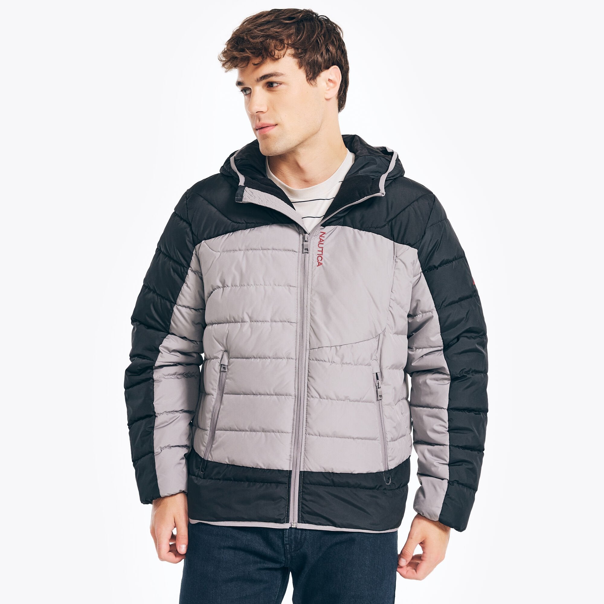 

Мужская куртка-пуховик Nautica Sustainably Crafted Tempasphere, цвет sharkfin grey 17-3914 tcx