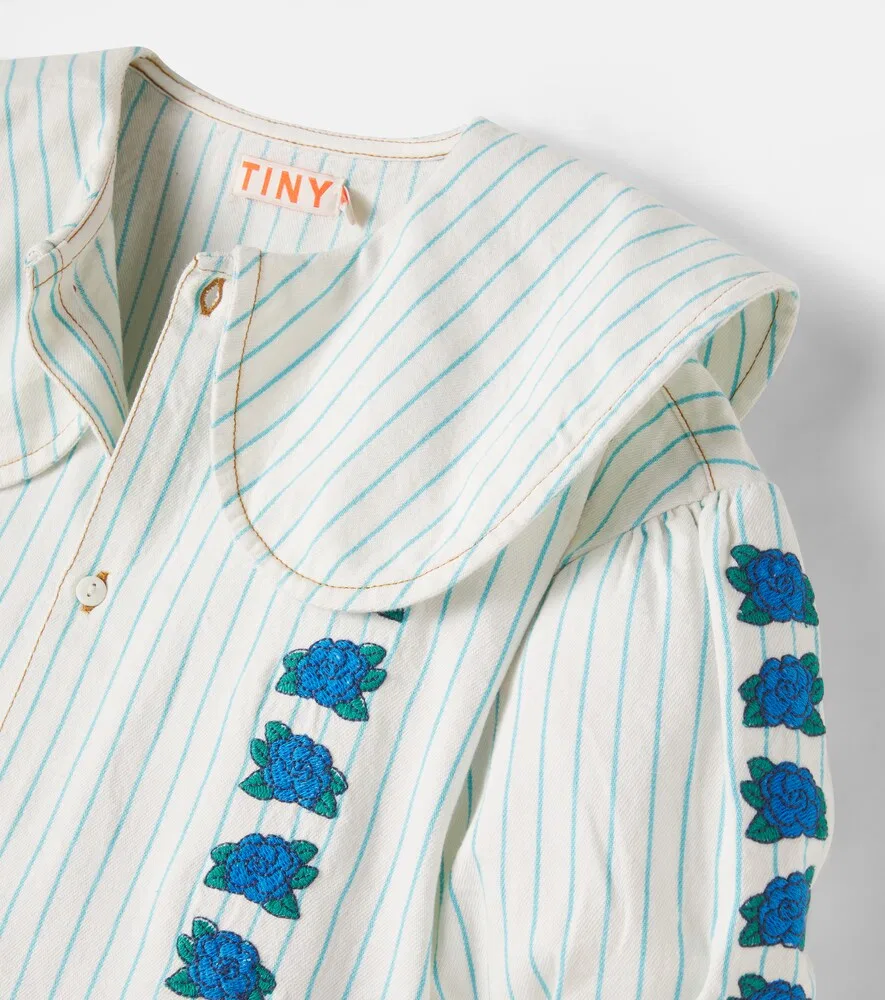 Хлопковое платье «Голубые цветы» Tinycottons, мультиколор — фото 3