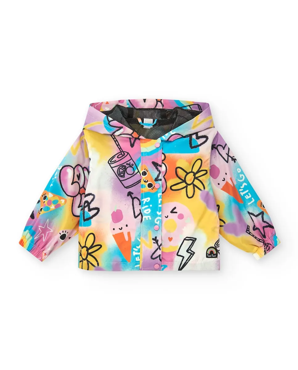 

Ветровка с принтом для девочек с капюшоном и молнией Tuc tuc, многоцветный