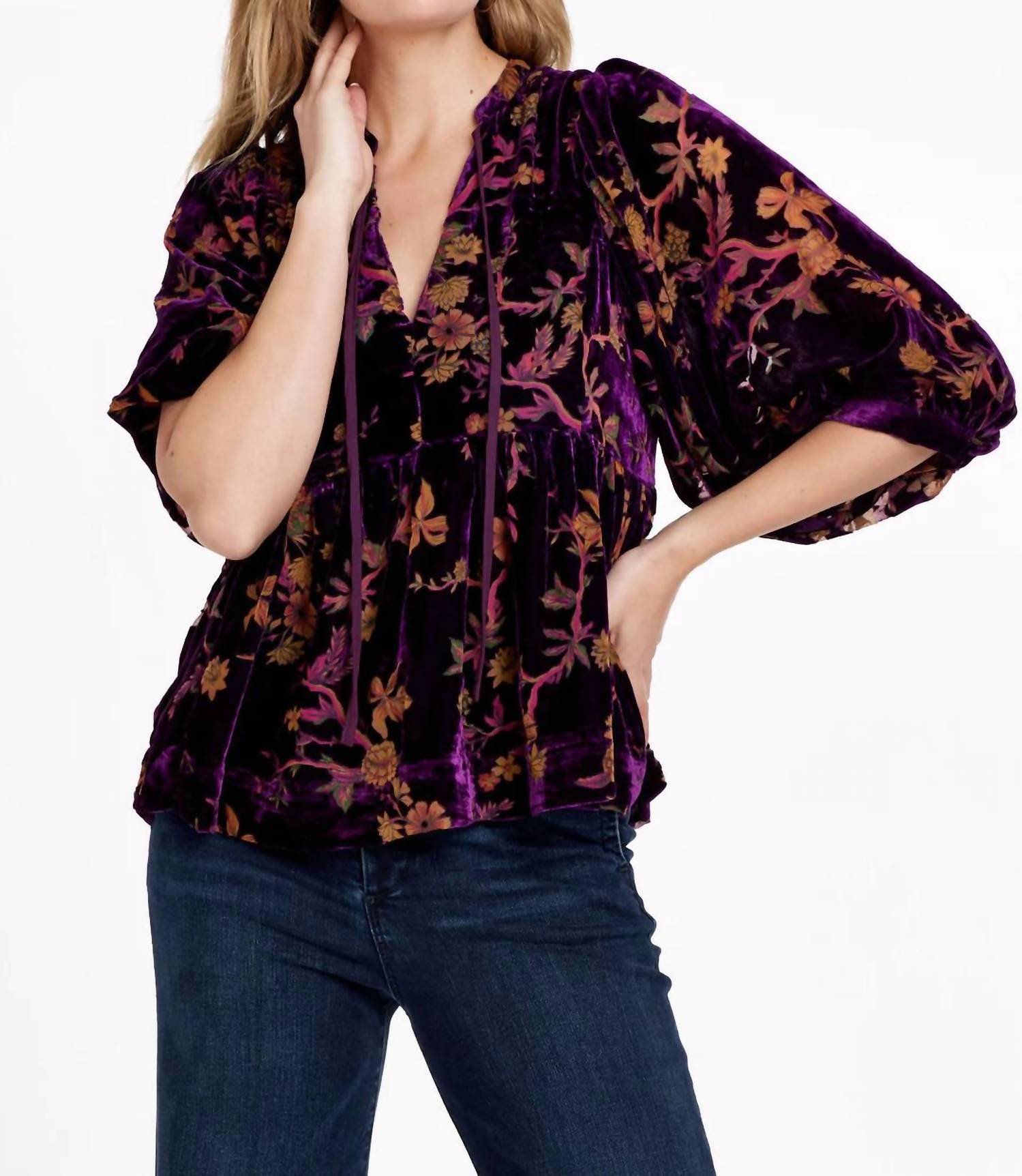 

Топ Malia с V-образным вырезом цвета Imperial Purple DEAR JOHN DENIM