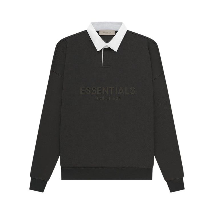 

Топ Fear of God Essentials Waffle Henley Rugby, Off Black