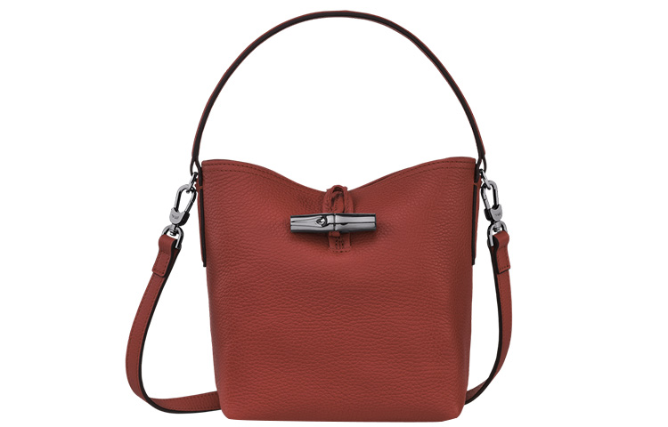 

Кожаная ведерко сумка через плечо малого размера женская красная LONGCHAMP