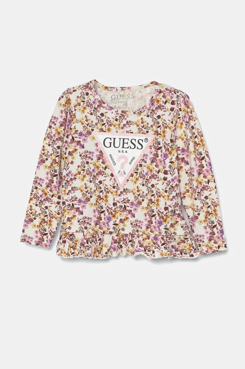 

Детская футболка с длинными рукавами Guess, розовый